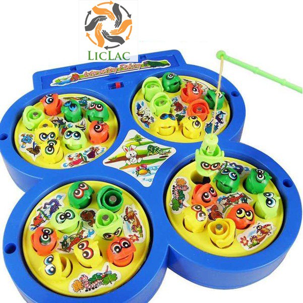 Bộ đồ chơi Câu Cá 4 Hồ có Nhạc và Hút Nam Châm, đồ chơi giải trí trong nhà an toàn cho bé - LICLAC
