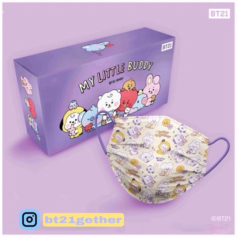 Set 10 50 Mặt Nạ Bảo Vệ Dùng Một Lần Họa Tiết BT21 Cho Người Lớn