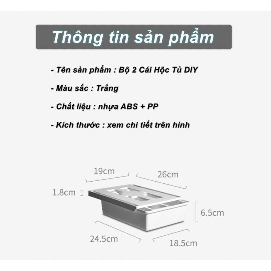 Bộ 2 Hộc Tủ đựng đồ dạng kéo tiện lợi DIY