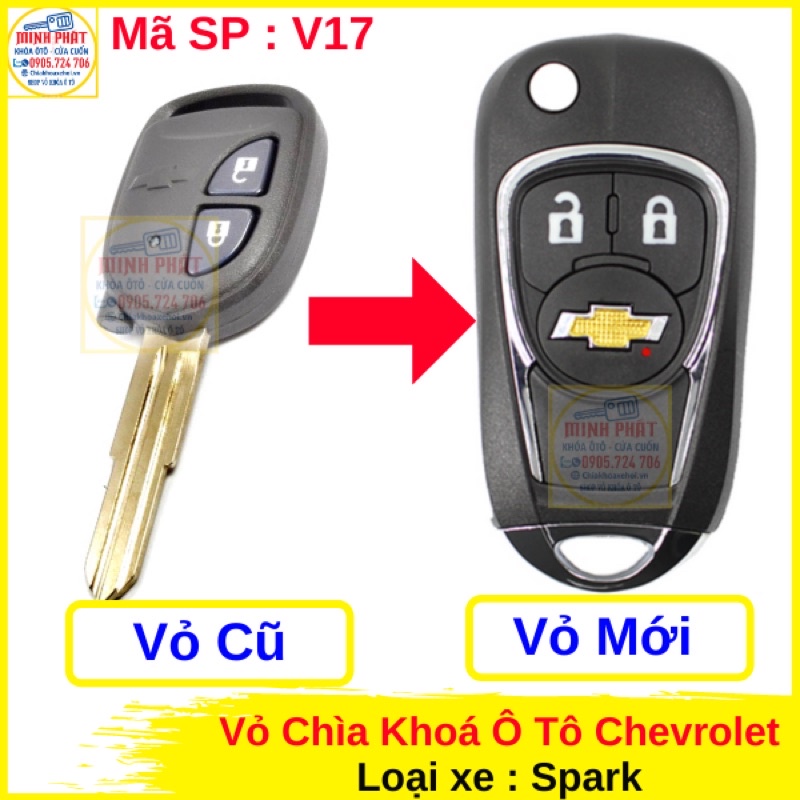 Vỏ Chìa khoá xe Chevrolet Spark Độ Gập