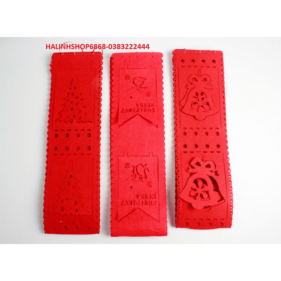 Dây treo Giáng sinh, cờ treo trang trí Noel, cây thông, Merry Christmas dài 3m bản rông 15cm vải nỉ giày, mẫu mới 2021