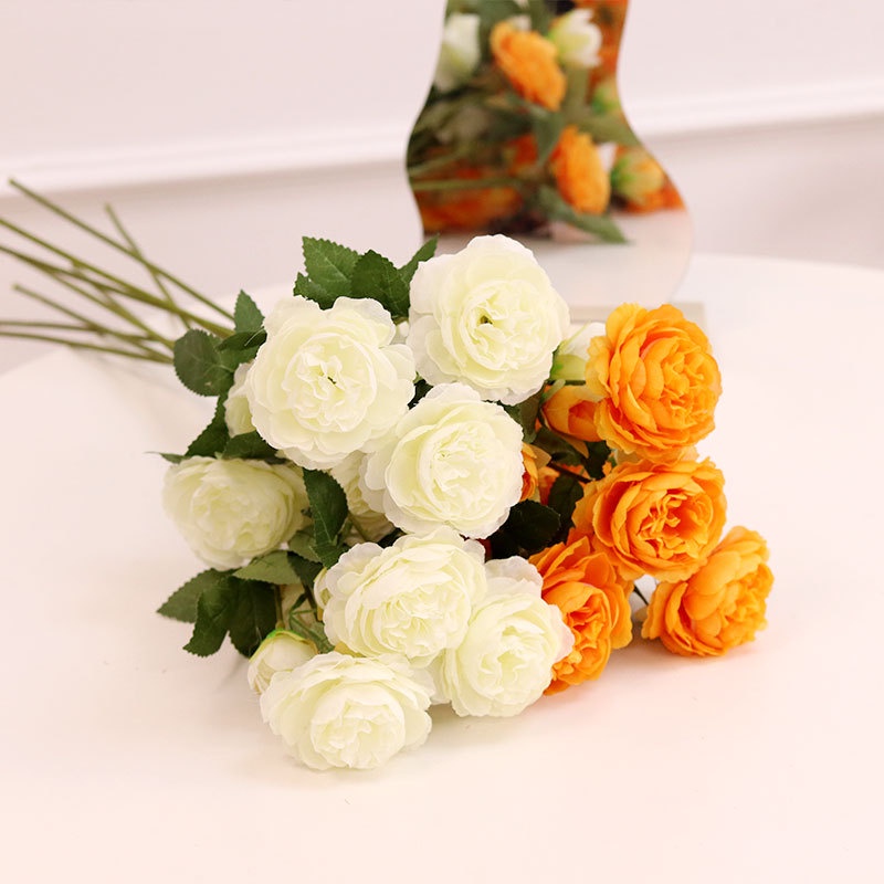 Hoa Hồng Lụa giả Cao Cấp 3 Bông SG.DECOR Dài 65cm Trang Trí Nhà Cửa Nội Thất cửa Tiệm decor Tiệc Cưới Sinh Nhật