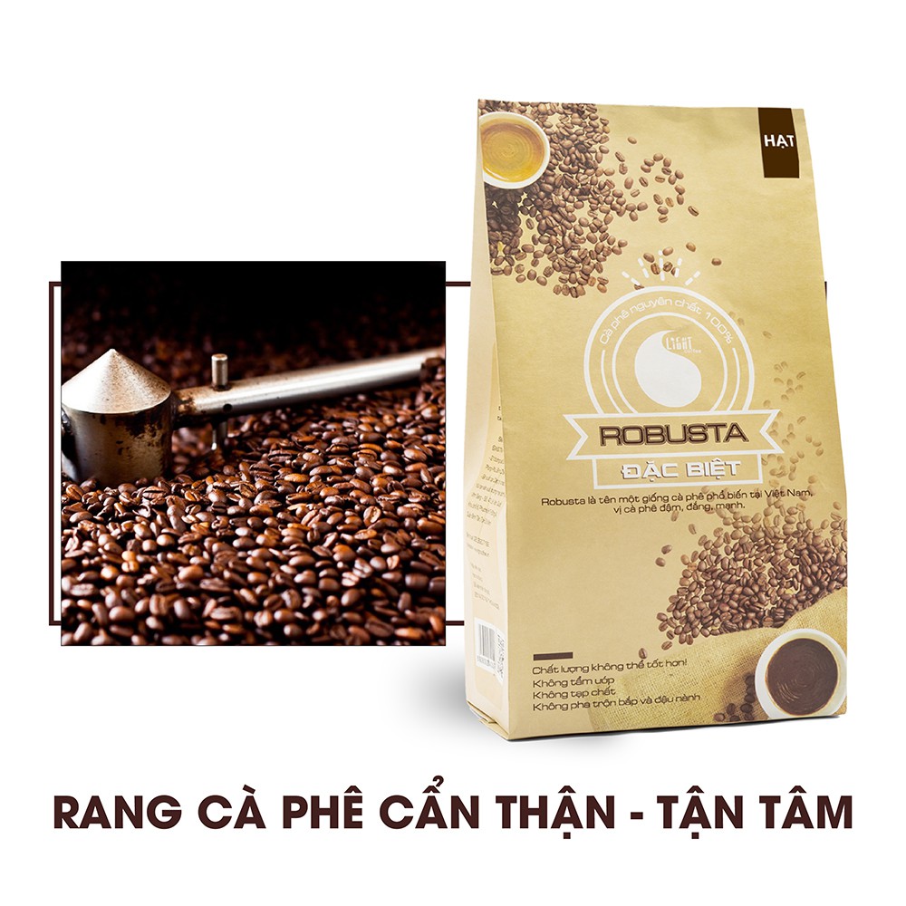 Cà Phê Light Coffee 1kg/2 gói, Cà phê nguyên chất vị cà phê thật - Tặng kèm Cà phê sữa Light Coffee gói 50g