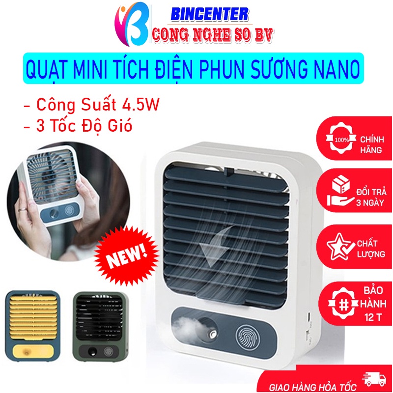 Quạt điều hòa mini để bàn hơi nước, Quạt phun sương mini để bàn tích điện - Công Nghệ Số BV