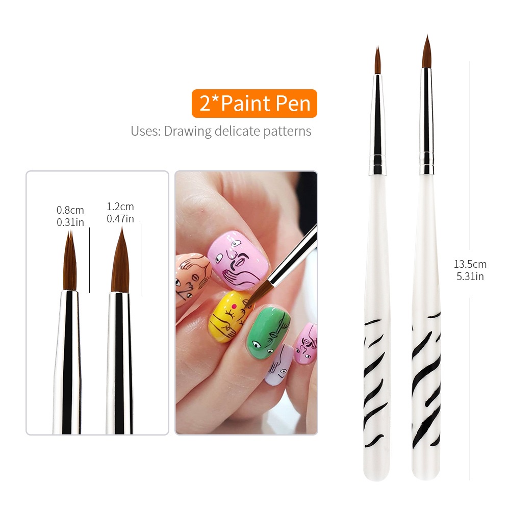 Set 8 cọ vẽ trang trí móng tay 3D nghệ thuật chuyên nghiệp
