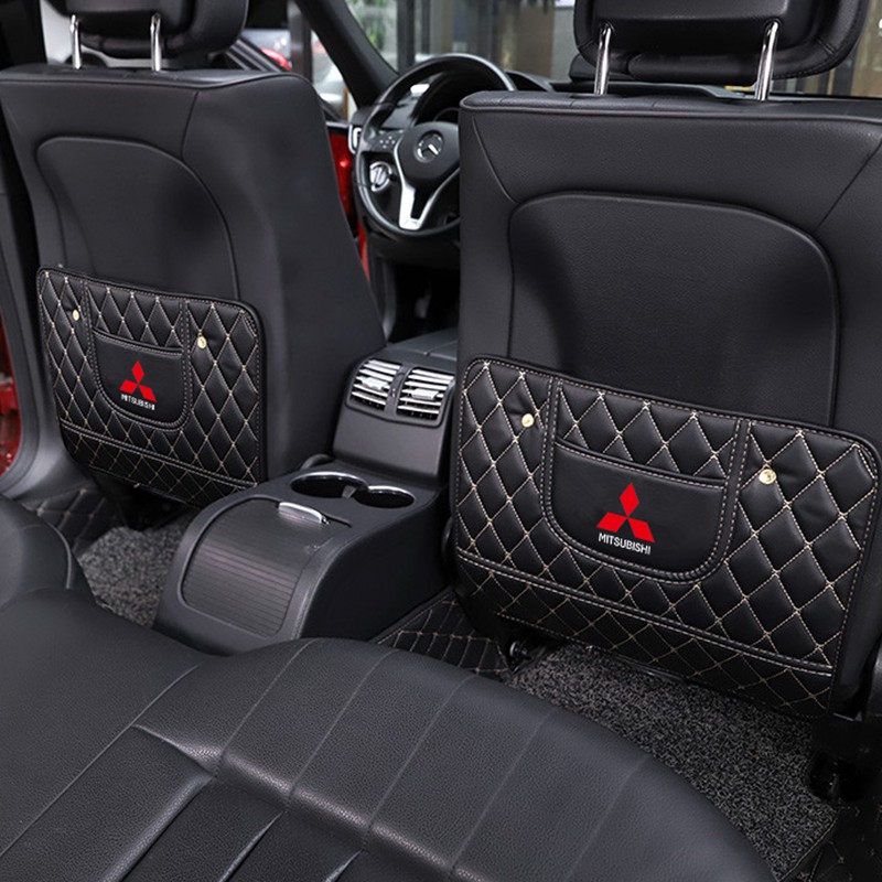 Đệm Da Bảo Vệ Lưng Ghế Xe Hơi Chống Đá Cho Mitsubishi Xpander Triton Lancer Evo Asx Mirage Outlander Grandis Pajero Attrage Airtrek L200