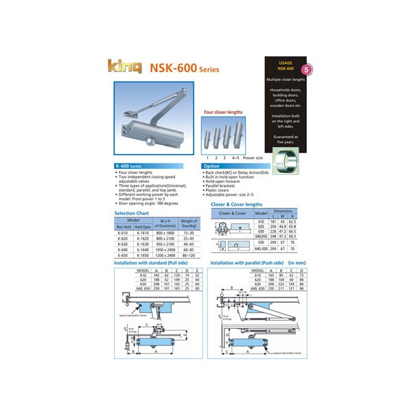 Tay co thủy lực King NSK 640- NSK1640, tay đẩy hơi Hàn Quốc