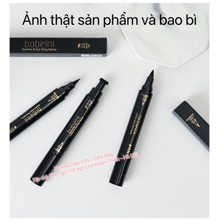 Kẻ mắt hai đầu Bobeini Bút dạ kẻ mắt 2 đầu thần thánh chống chống nước in mắt mèo đầu nhỏ không lem