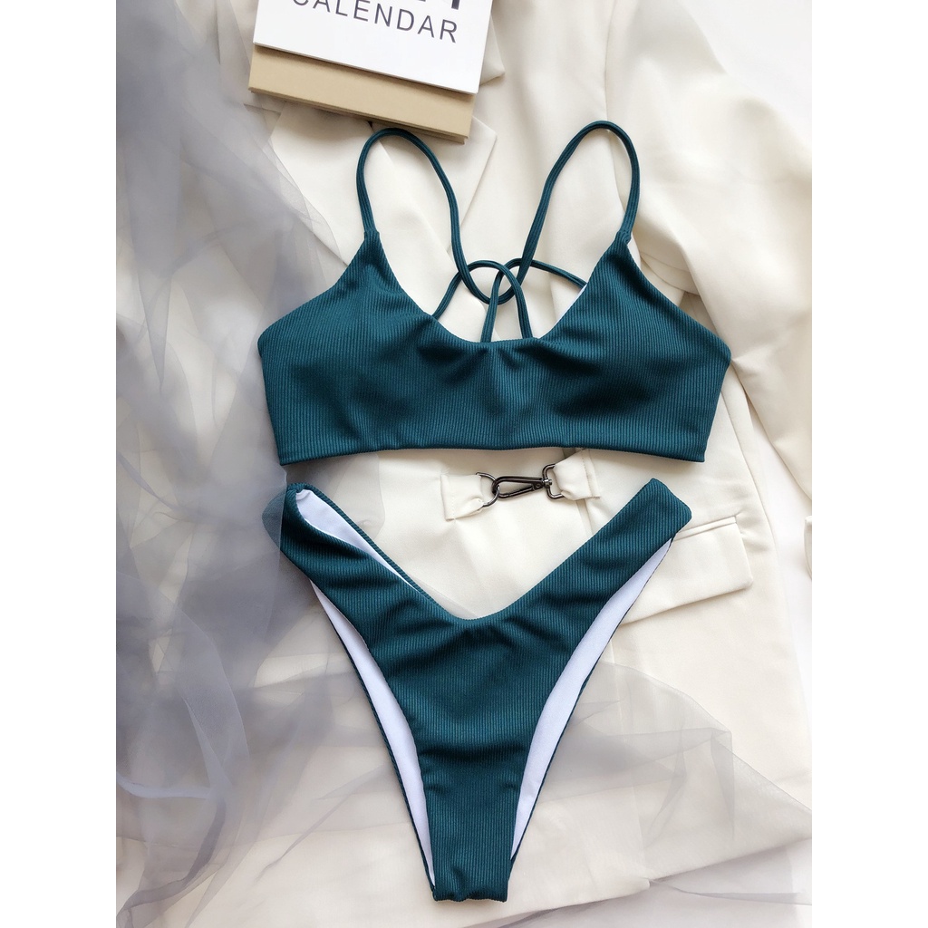 Bikini Hai Mảnh Hở Lưng Màu Sắc Retro Cho Nữ | BigBuy360 - bigbuy360.vn