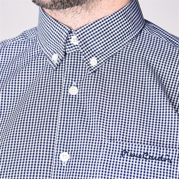 [ Size M ] Áo Sơ Mi Nam Ngắn Tay Pierre Cardin Nvy Wht Gingham | BigBuy360 - bigbuy360.vn