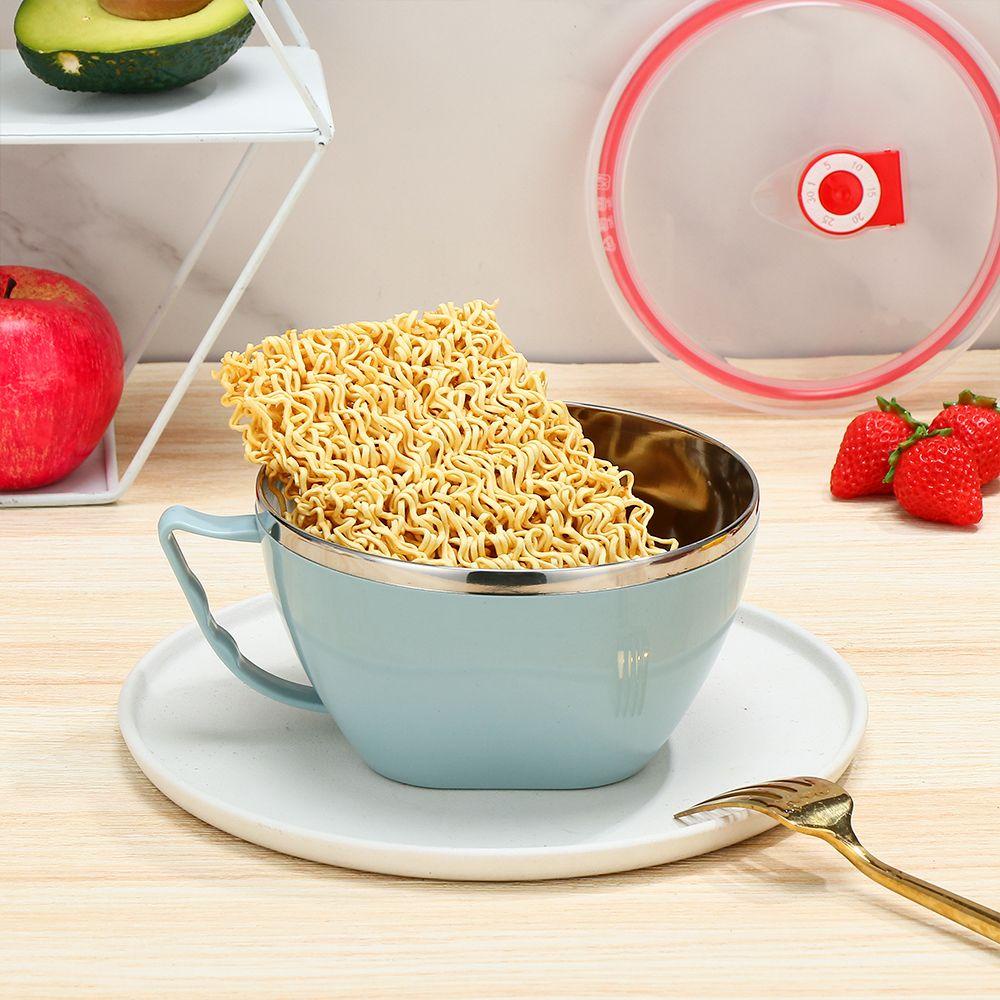 Tô Ăn Mì Bằng Thép Không Gỉ Kèm Nắp Đậy 1 Món Phong Cách Hàn Quốc