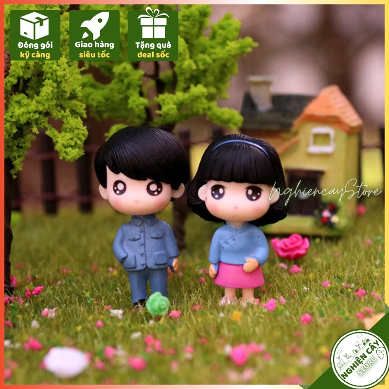 Phụ kiện Cặp đôi xườn sám trang trí tiểu cảnh, cây cảnh, sen đá