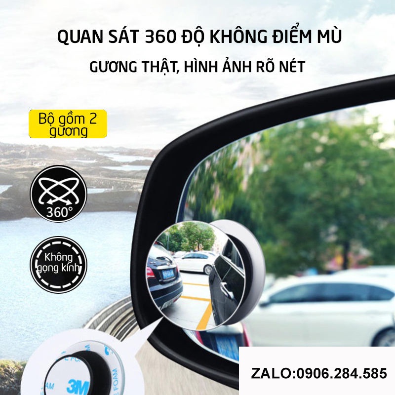 [Giá hủy diệt] Gương cầu kính lồi xóa điểm mù xoay 360 độ gắn trên gương chiếu hậu xe hơi, xe tải tăng độ an toàn