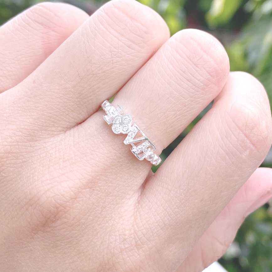 Nhẫn nữ bạc ta mặt chữ LOVE. Nhẫn bạc nữ thời trang cá tính