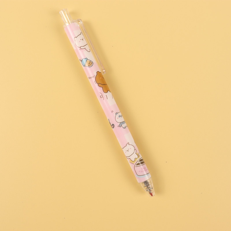 Set 6 Bút Mực Gel Ngòi 0.5 Mực Đen Hình Gấu Hoạt Hình Đáng Yêu