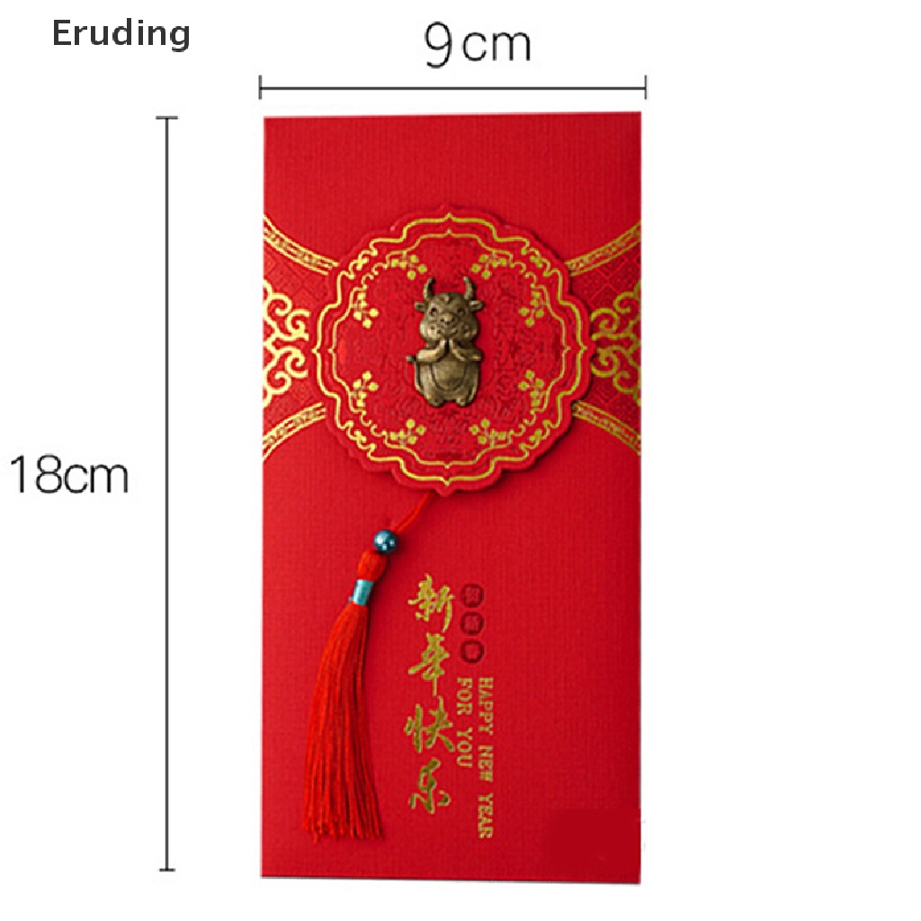 Set 2 bao lì xì đỏ may mắn thêu họa tiết phong cách Trung Hoa mới