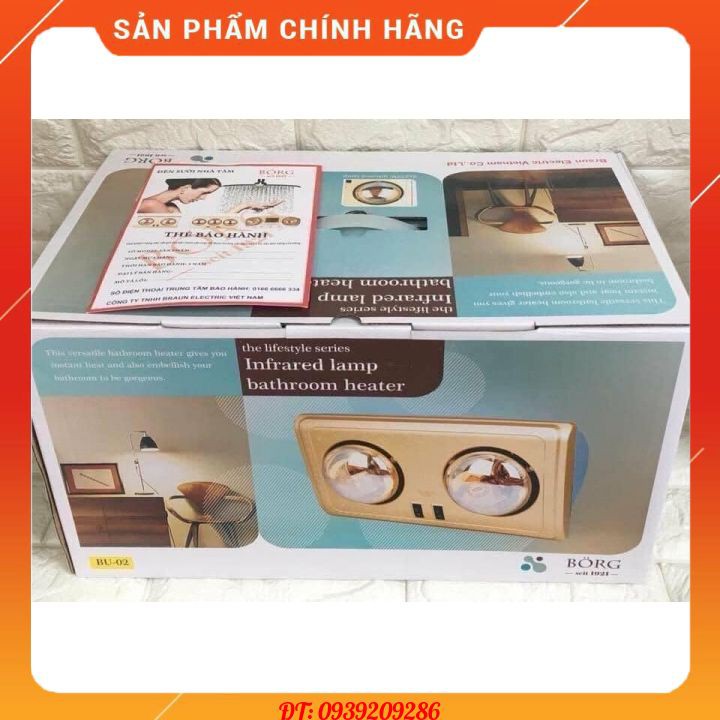 ĐÈN SƯỞI NHÀ TẮM BORG BRAUN BÓNG VÀNG 2 VÀ 3 BÓNG CAO CẤP