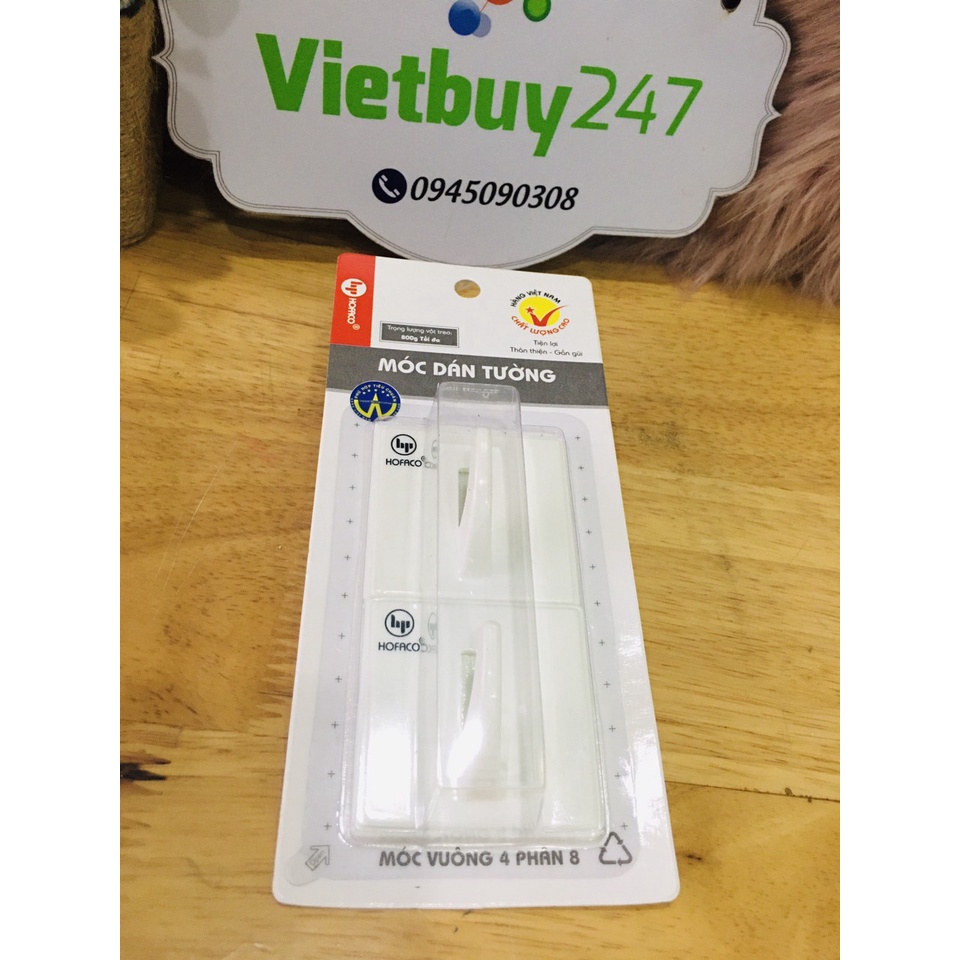 Móc dán vuông 4 phân 8 Hofaco HPG 91/ 1.5kg, vỉ 2