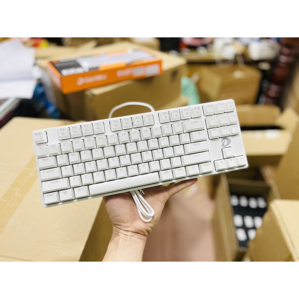 Bàn phím cơ gaming màu trắng DareU EK87 White Red Switch 87 Phím