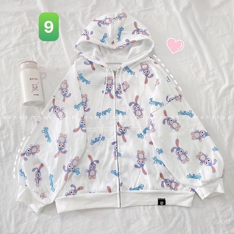 Áo khoác Hoodie Zip  hoạ tiết nhà Mon