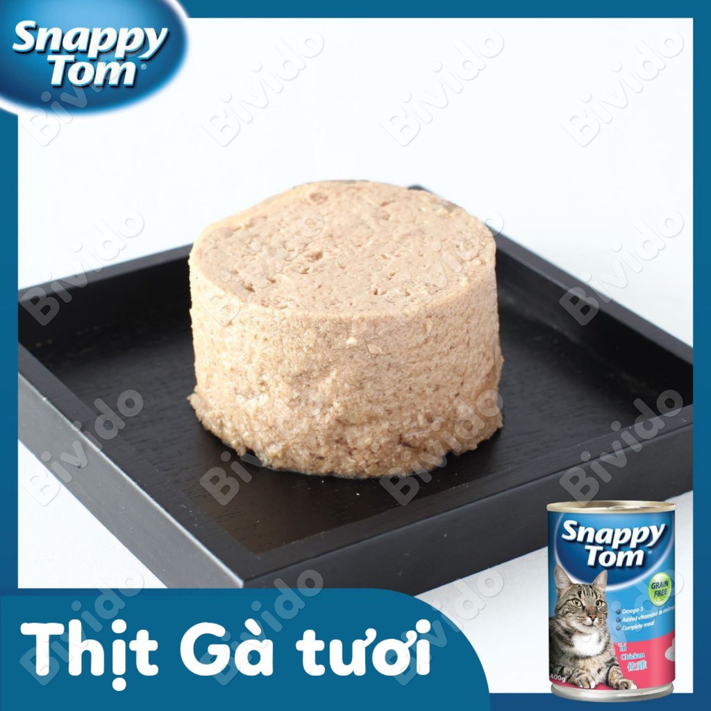 Pate cho mèo lớn Snappy Tom vị gà, cừu lon 400g - Bivido