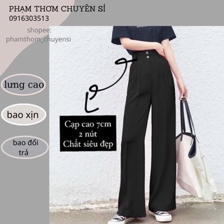 Quần xuông vải ống rộng Nữ hai cúc