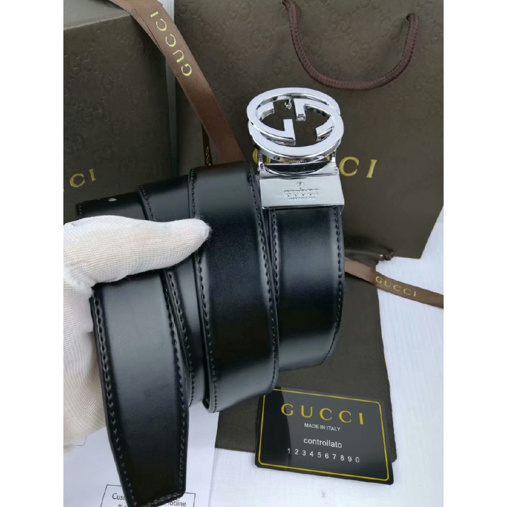 Thắt Lưng Gucci Bằng Da Có Khóa Dập Nổi Kiểu Cổ Điển Dành Cho Nam