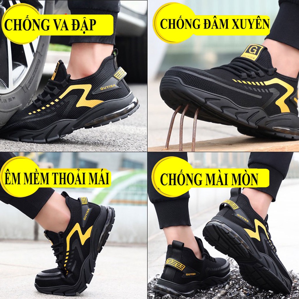 Giày lao động nam GUYISA 1101 thoáng khí thời trang bền đẹp mũi sắt chống va đập chống đinh lỗi 1 đổi 1 trong 30 ngày