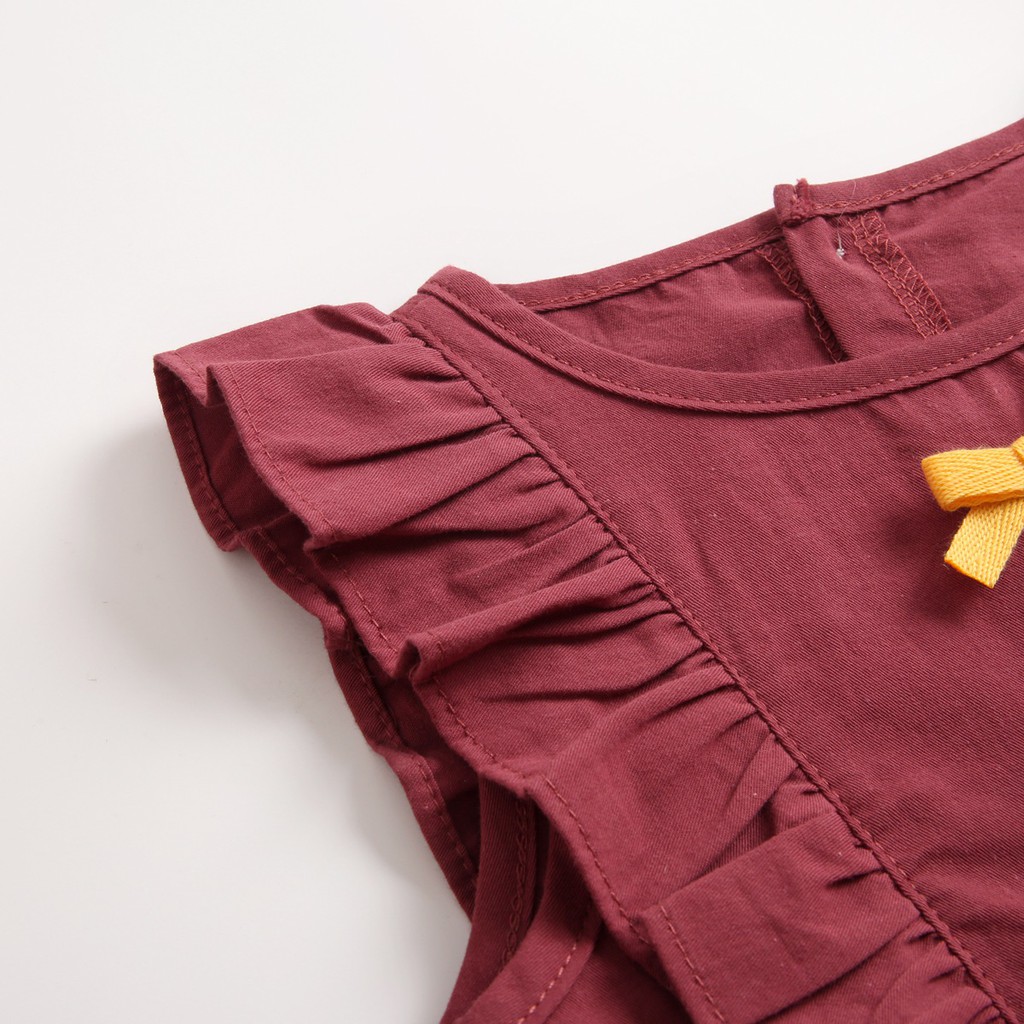 Bộ Áo Liền Quần Sanlutoz Bằng Chất Liệu Cotton Màu Đỏ Dành Cho Bé Gái