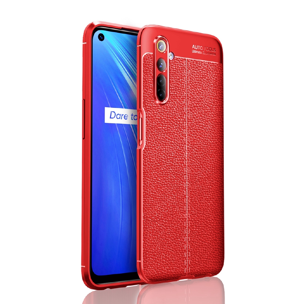 Ốp điện thoại silicon dẻo bề mặt giả da sang trọng Oppo Realme 6