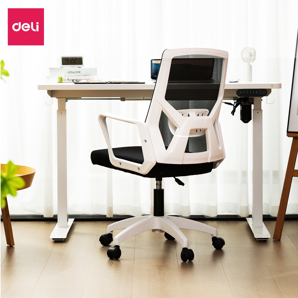 Ghế xoay Deli Cao Cấp - Thiết kế CÓ THỂ GẬP GỌN 90 ĐỘ, tiết kiệm không gian, hỗ trợ cột sống  E4932