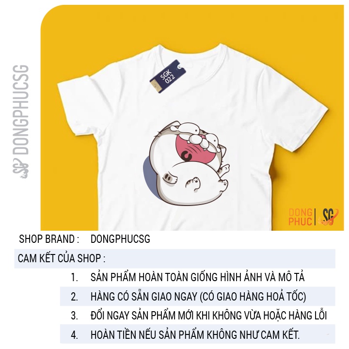 Áo phông mèo Ami bụng bự dễ thương mẫu SGK022T form unisex nam nữ thun mềm mịn màu trắng | SG