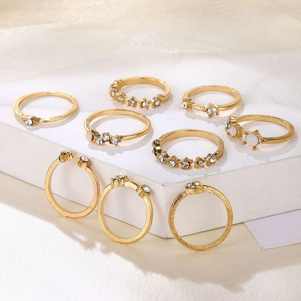 Bộ 9 Nhẫn Đeo Tay Nhiều Họa Tiết Phong Cách Gothic Cổ Điển