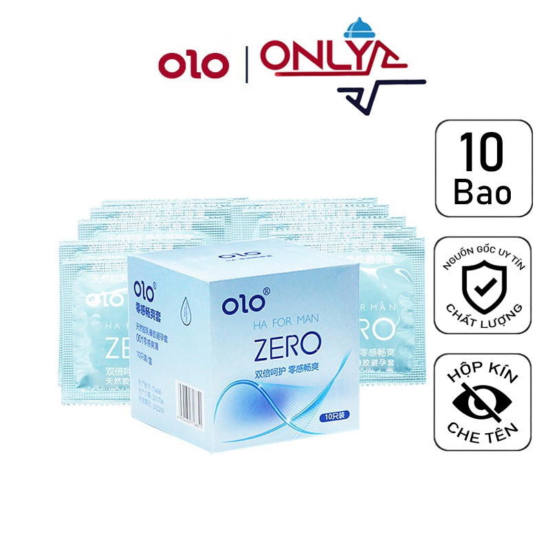 Bao cao su OLO Zero Ha For Man gấp đôi chất bôi trơn, siêu mỏng 0.01mm nội địa Trung 10 BCS