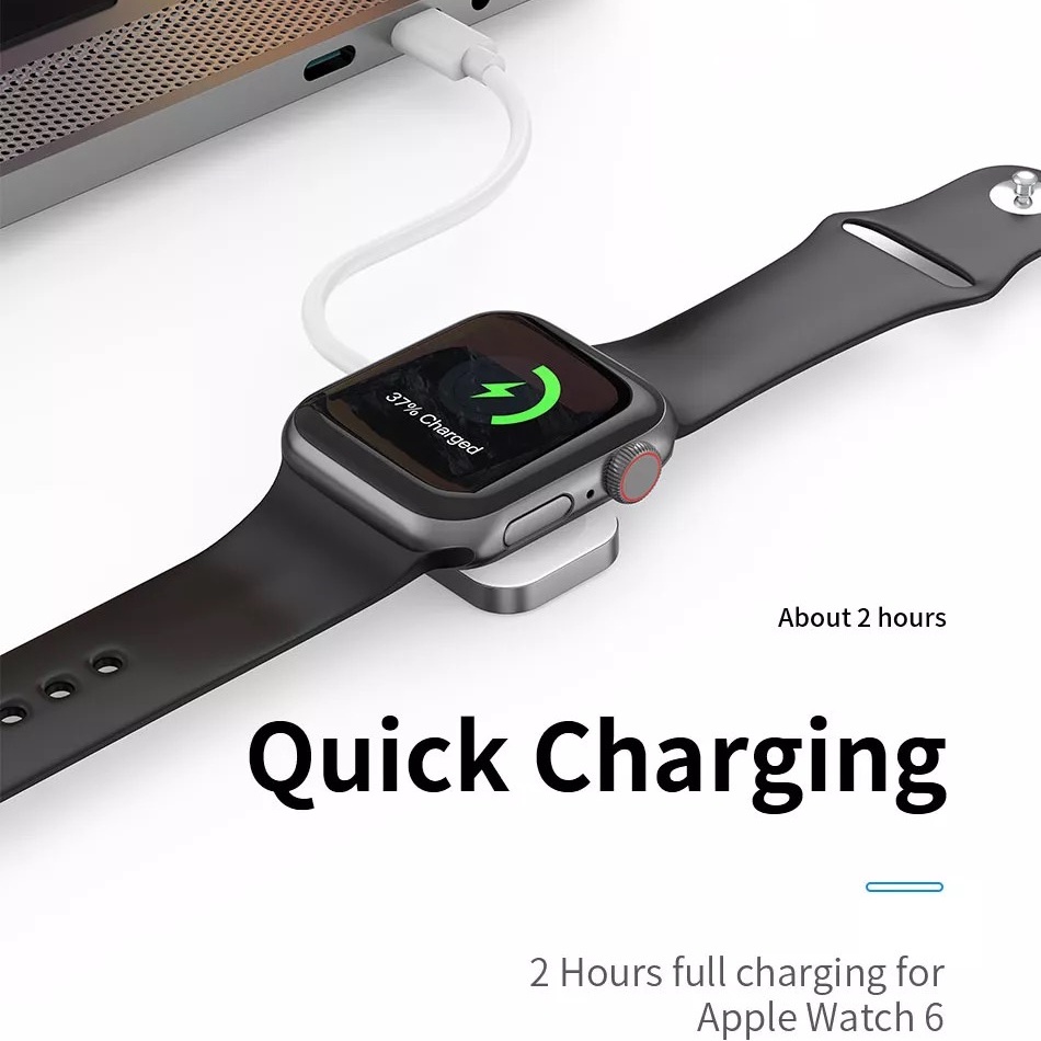 Đế sạc nhanh siêu nhỏ gọn cho Đồng hồ thông minh Watch 7 , 6 , 5 , 4 , SE , Series 1 bản thép chính Hãng WIWU M16