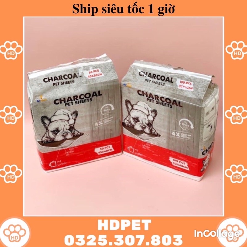Bịch nguyên Tã lót chuồng cho chó mèo thú cưng, lót lồng khay vệ sinh, sàn xe charcoal than carbon hoạt tính