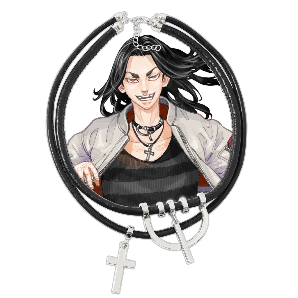 Vòng Cổ Choker Bằng Da Nhiều Lớp Mặt Thánh Giá Phong Cách Punk