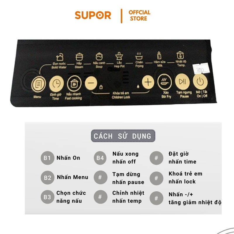 Bếp điện từ cảm ứng mặt sứ pha lê Supor SDHCB11TVN 09 chức năng bảo hành 12 tháng chính hãng