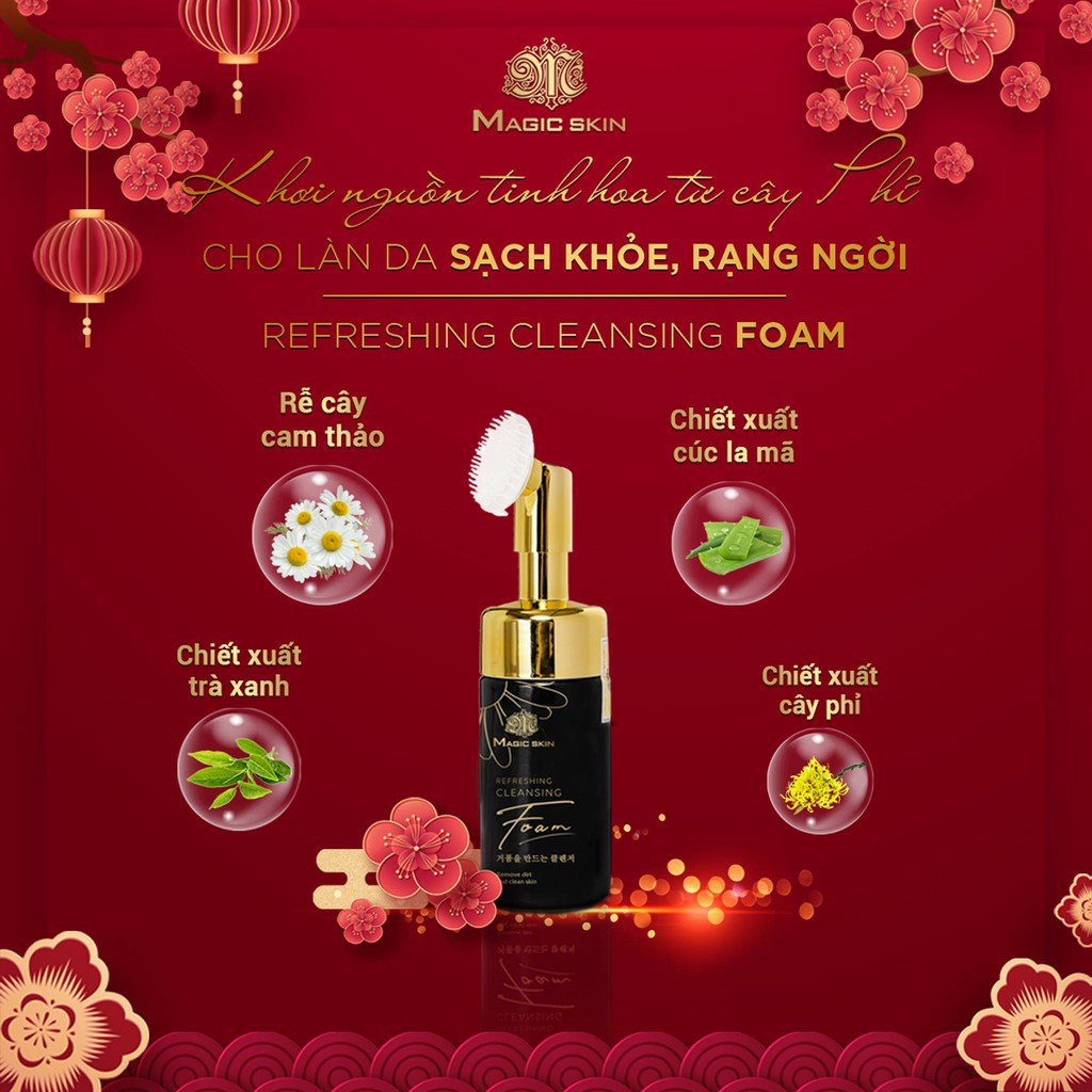 Sữa rửa mặt bọt biển  Refreshing Cleansing Foam Magic Skin  Đầu cọ Massage ✔ CHÍNH HÃNG