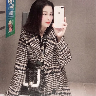 Áo dạ suông kẻ xuất hàn fullsize SMLXL