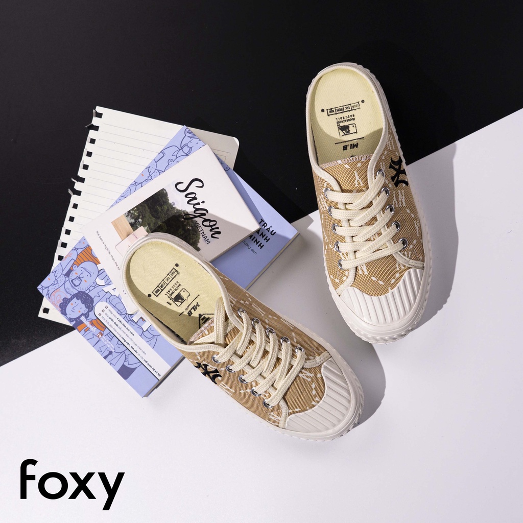 Giày Sục Thể Thao Nữ Dáng Mules Đạp Gót Màu Vàng Hottrend 2022 Đế Cao 3cm Foxy - FOM005