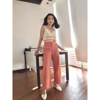 Quần linen ống suông phối mảnh lạ - Mé Hè