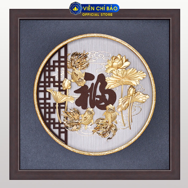 Tranh hoa sen dát vàng 24K vật phẩm quà tặng cao cấp trang trí nhà cửa thương hiệu Viễn Chí Bảo M600092