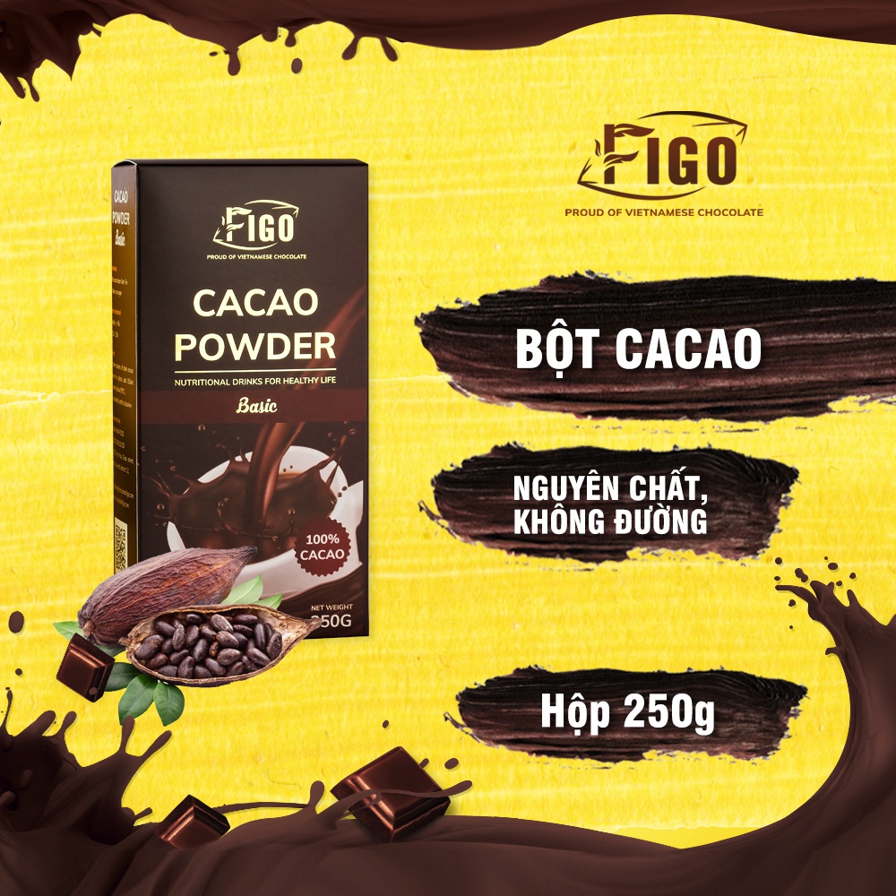 Bột cacao nguyên chất không đường 250g dòng Basic