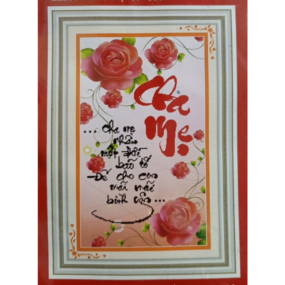 Tranh thêu 3D thư pháp Cha mẹ kích thước 37*56cm