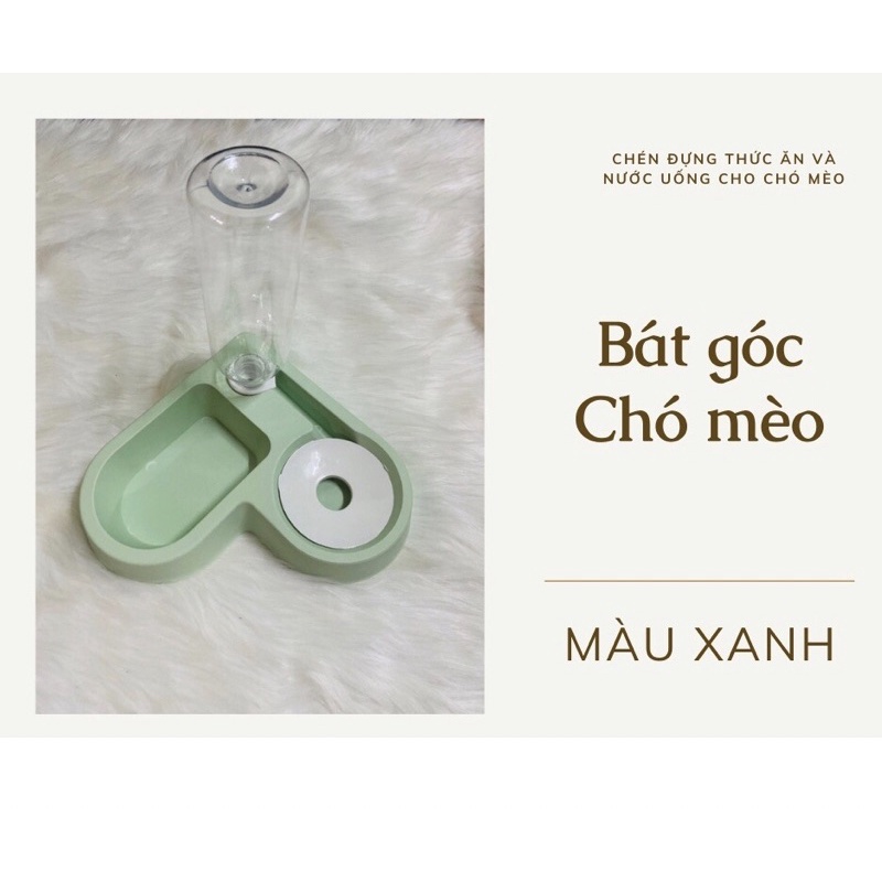 Bát Góc tường , bát tự động cho thú cưng , bát cho chó mèo ăn uống có kèm bình nước