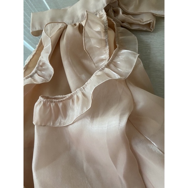 Áo cổ yếm cột nơ 2 tầng (có vải lót), áo hở vai,áo cánh tiên vải Organza cao cấp - Siêu phẩm hè Vizz Top