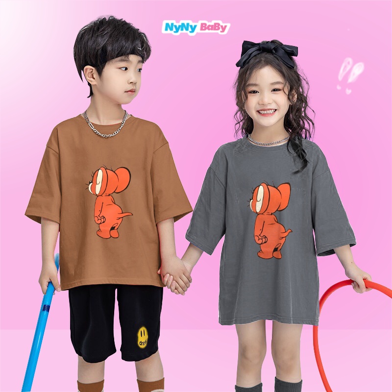 Áo Phông Nyny Baby Cho Bé Vải Cotton Co Giãn 4 Chiều Tay Lỡ Form Rộng Họa Tiết Chuột Mickey Từ 1 Đến 7tuổi