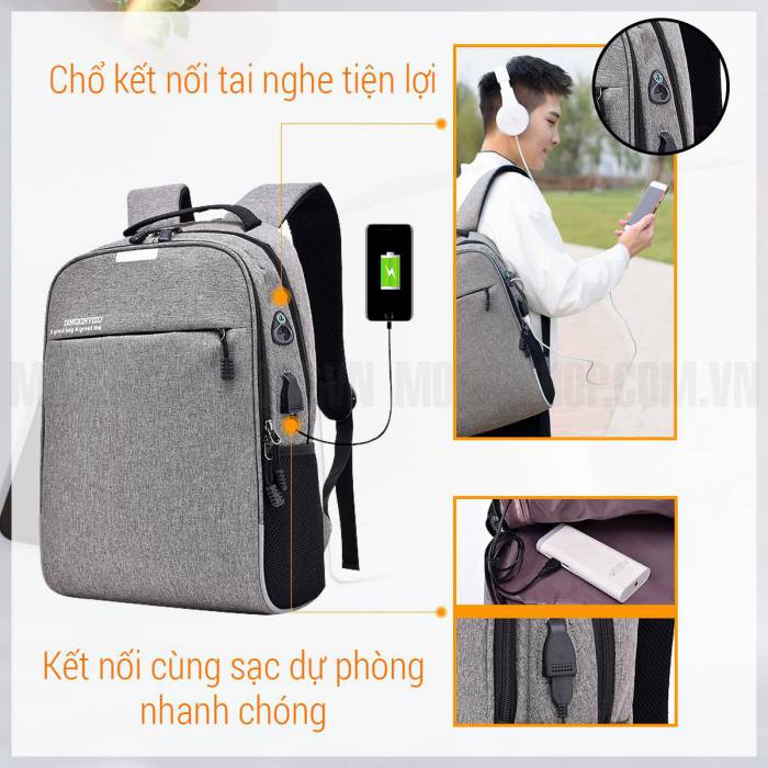 Balo Nam Nữ Trẻ Trung có cổng USB tiện dụng khi đi du lịch, đi làm, đi học, chống sốc, đựng laptop 15ich balo thời trang