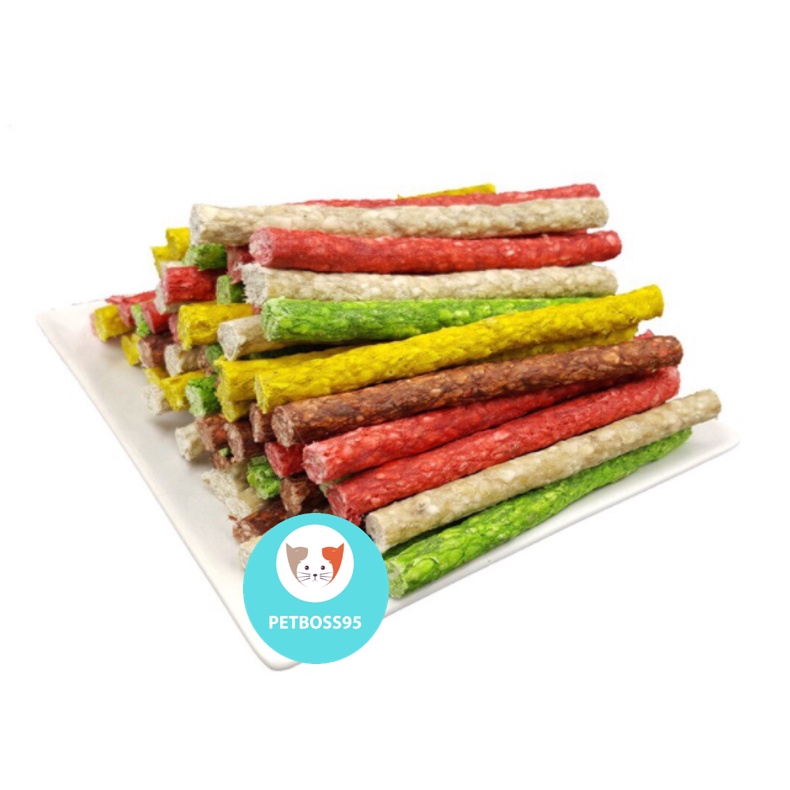 Combo 50 que gặm sắc màu sạch răng, chống hôi miệng cho chó